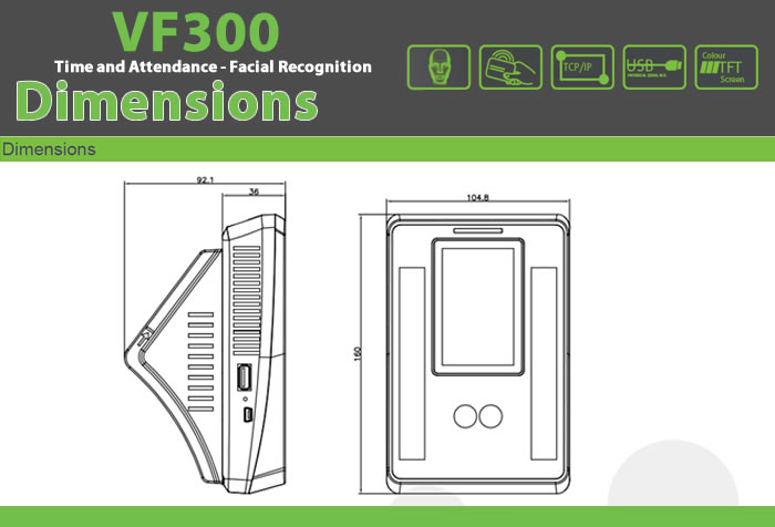 VF300 Biometric Time Attendance facial recognition